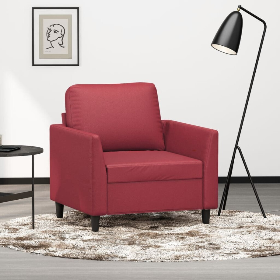 vidaXL Fauteuil 60 cm kunstleer wijnrood afbeelding 1