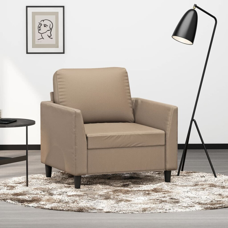 vidaXL Fauteuil 60 cm kunstleer cappuccinokleurig afbeelding 1
