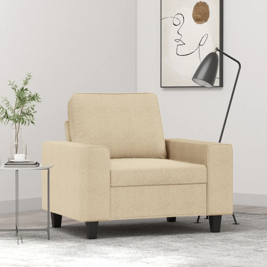 vidaXL Fauteuil 60 cm stof crèmekleurig afbeelding 1