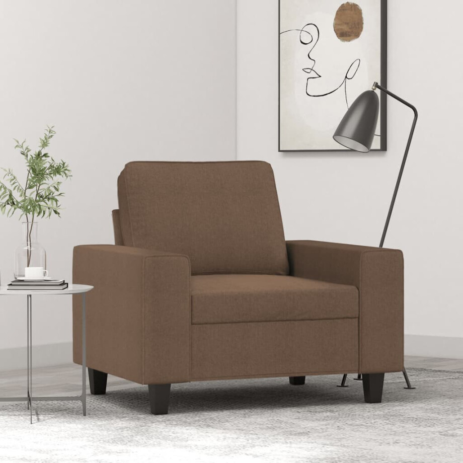 vidaXL Fauteuil 60 cm stof bruin afbeelding 1