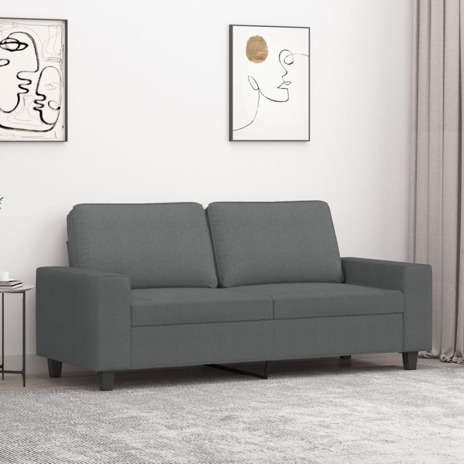 vidaXL Tweezitsbank 140 cm stof donkergrijs afbeelding 1
