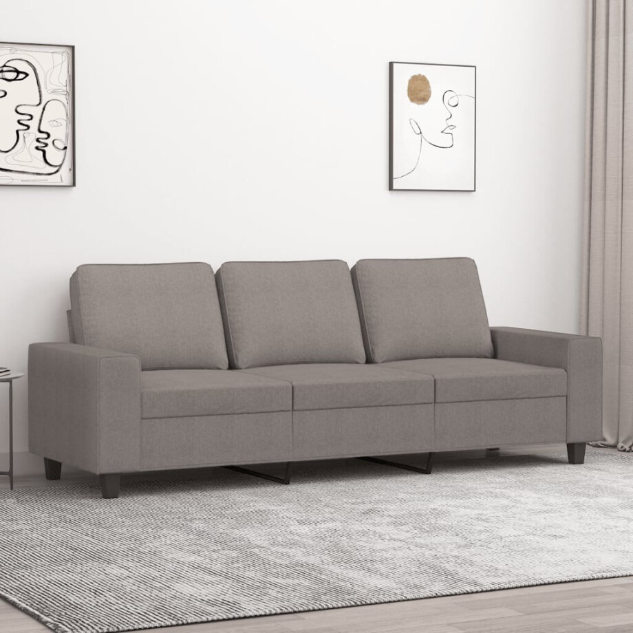vidaXL Driezitsbank 180 cm stof taupe afbeelding 1