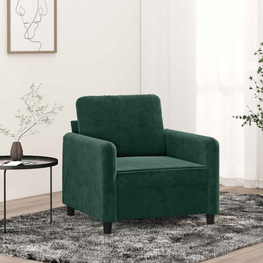 vidaXL Fauteuil 60 cm fluweel donkergroen afbeelding 1