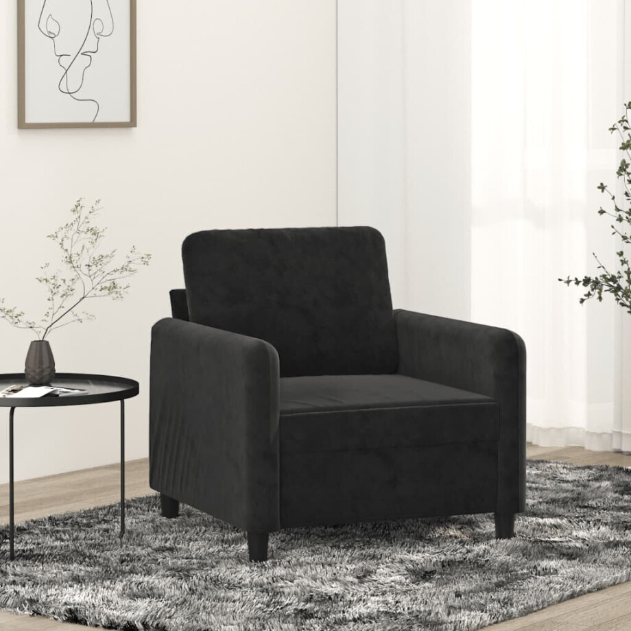 vidaXL Fauteuil 60 cm fluweel zwart afbeelding 1