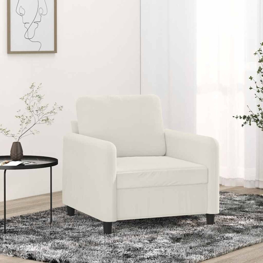 vidaXL Fauteuil 60 cm fluweel crèmekleurig afbeelding 1