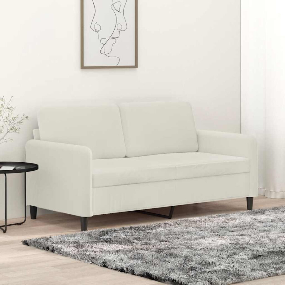 vidaXL Tweezitsbank 140 cm fluweel crèmekleurig afbeelding 1