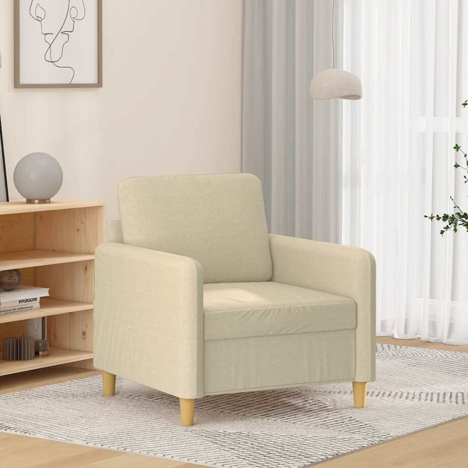 vidaXL Fauteuil 60 cm stof crèmekleurig afbeelding 1