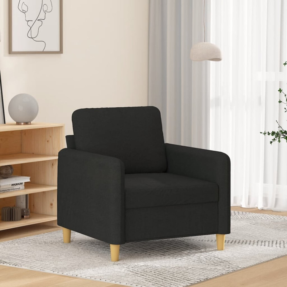 vidaXL Fauteuil 60 cm stof zwart afbeelding 1
