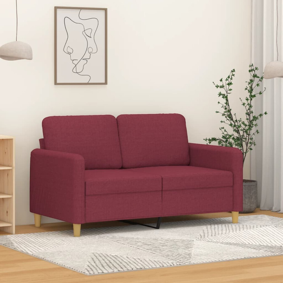 vidaXL Tweezitsbank 120 cm stof wijnrood afbeelding 1