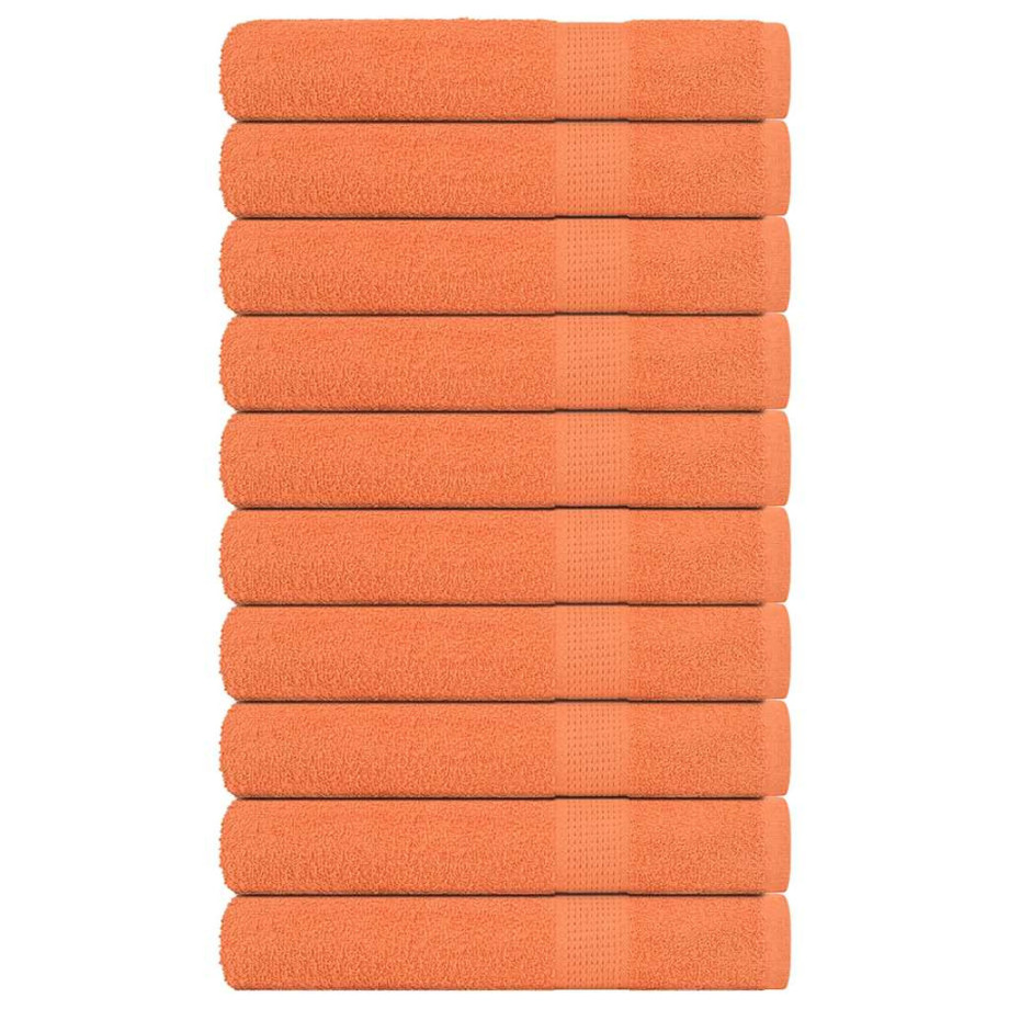 vidaXL Saunahanddoeken 10 st 80x200 cm 360 g/m² 100% katoen oranje afbeelding 1