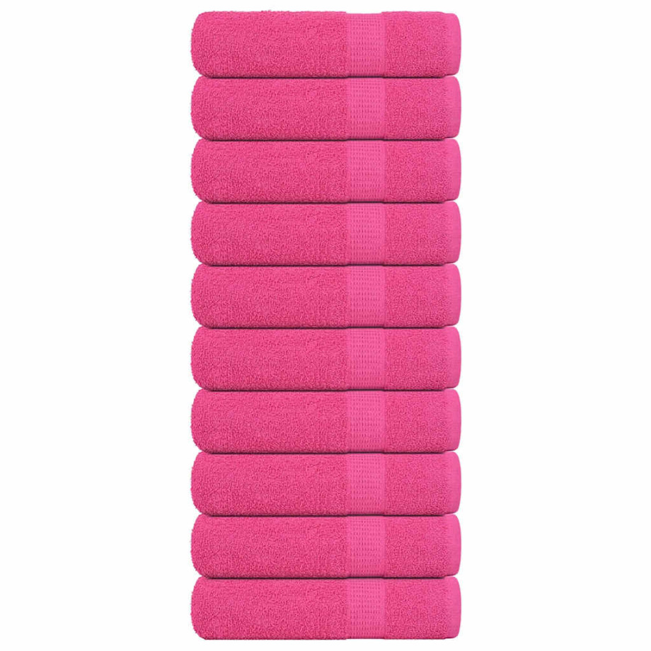 vidaXL Handdoeken 10 st 50x100 cm 360 g/m² 100% katoen roze afbeelding 1