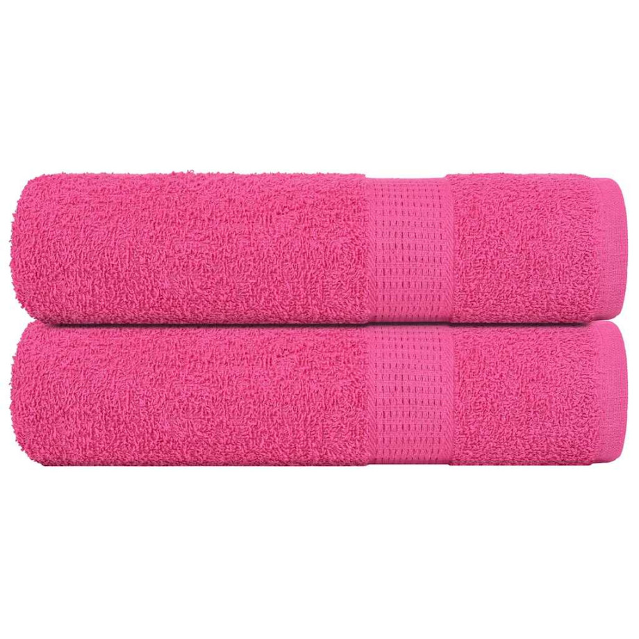 vidaXL Badhanddoeken 2 st 100x150 cm 360 g/m² 100% katoen roze afbeelding 1