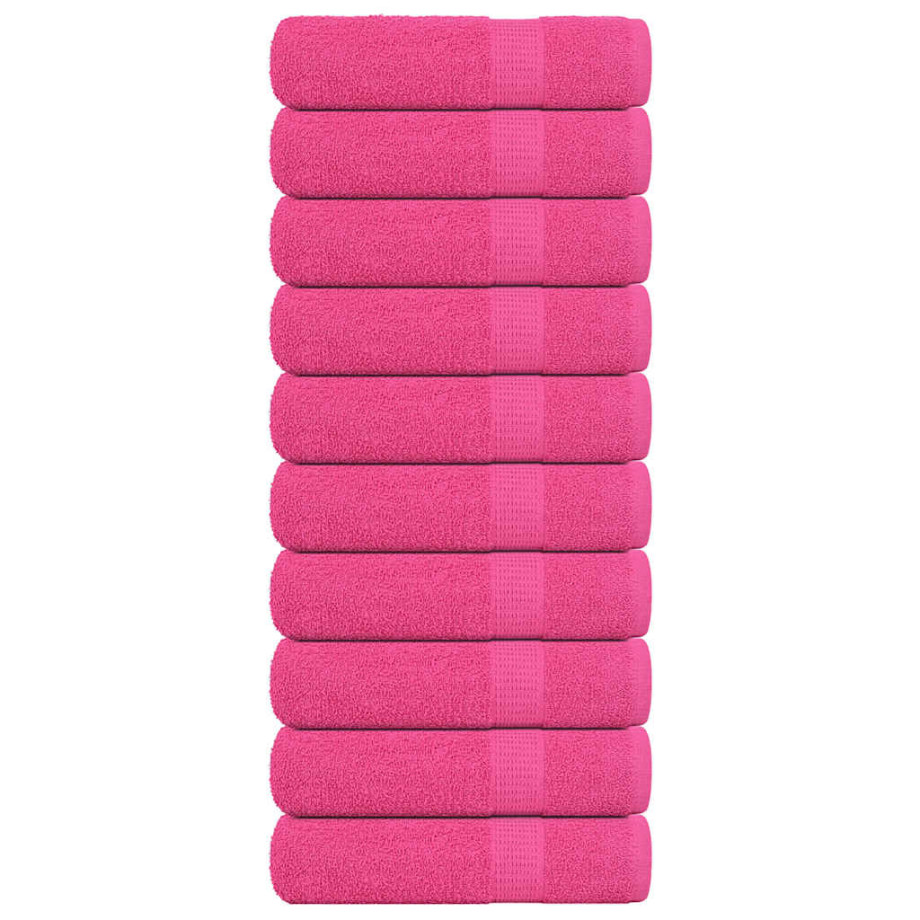 vidaXL Badhanddoeken 10 st 100x150 cm 360 g/m² 100% katoen roze afbeelding 1