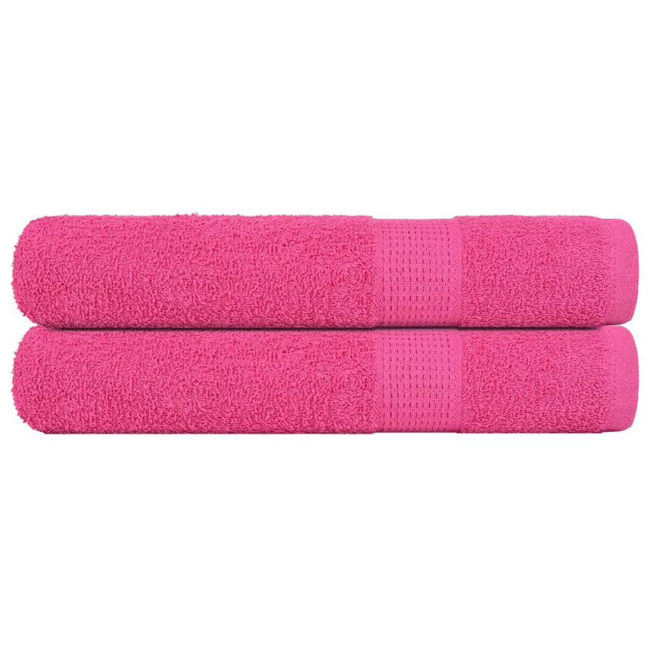 vidaXL Saunahanddoeken 2 st 80x200 cm 360 g/m² 100% katoen roze afbeelding 1