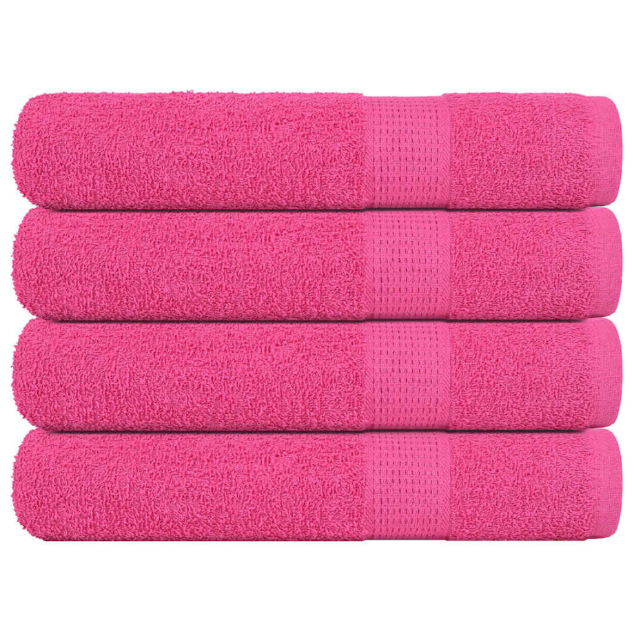 vidaXL Handdoeken 4 st 100x200 cm 360 g/m² 100% katoen roze afbeelding 1