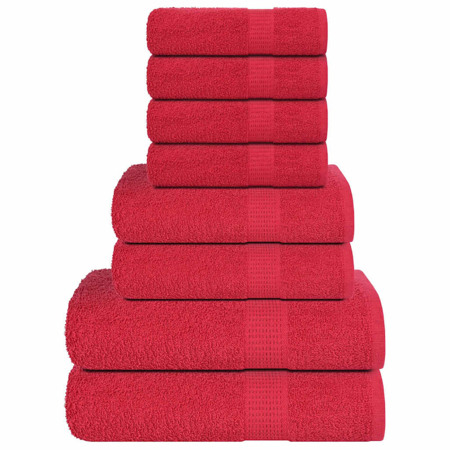 vidaXL 8-delige Handdoekenset 360 g/m² 100% katoen rood afbeelding 1