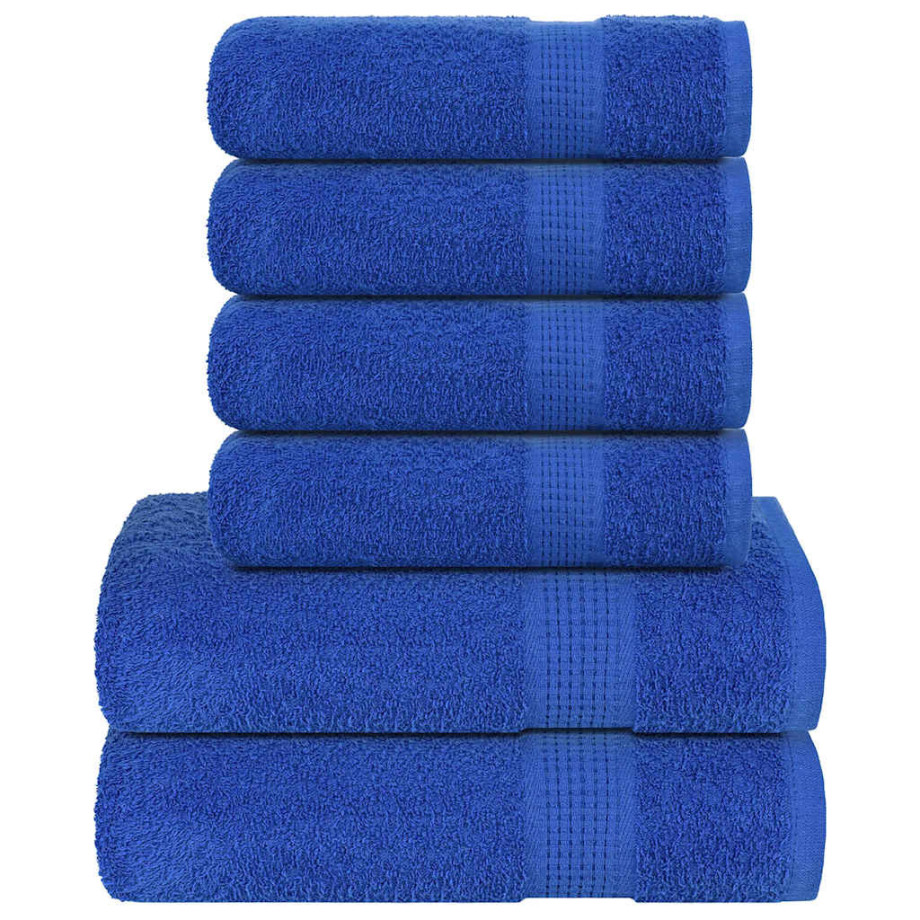 vidaXL 6-delige Handdoekenset 360 g/m² 100% katoen blauw afbeelding 1