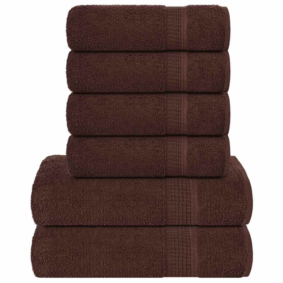 vidaXL 6-delige Handdoekenset 360 g/m² 100% katoen bruin afbeelding 1