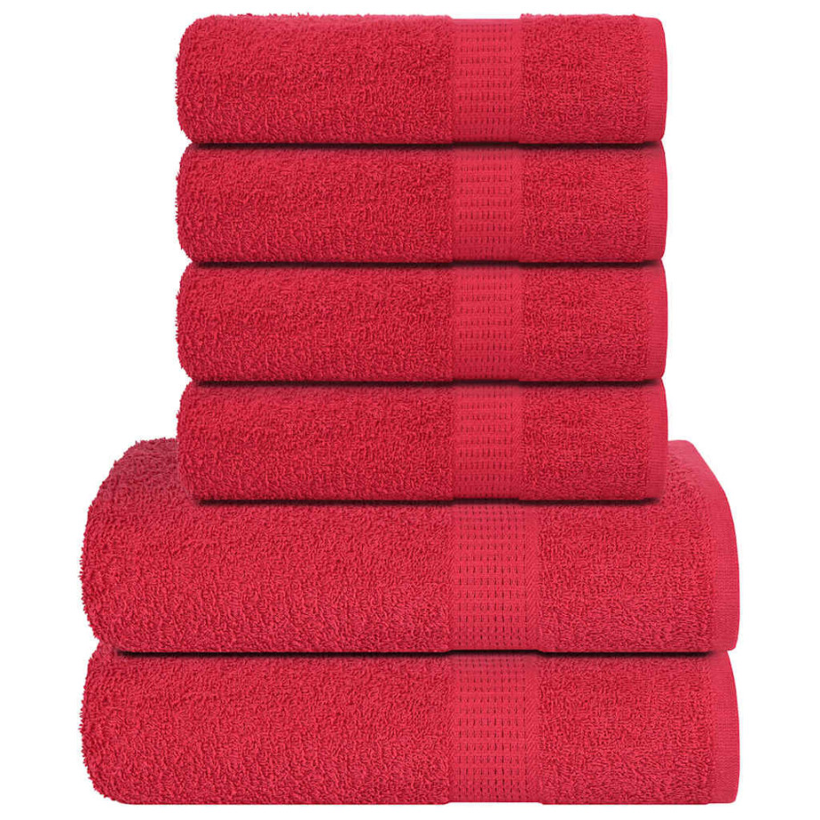 vidaXL 6-delige Handdoekenset 360 g/m² 100% katoen rood afbeelding 1