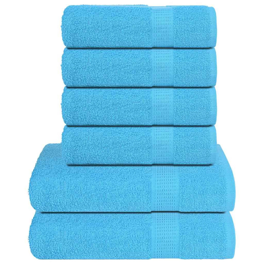 vidaXL 6-delige Handdoekenset 360 g/m² 100% katoen turquoise afbeelding 1