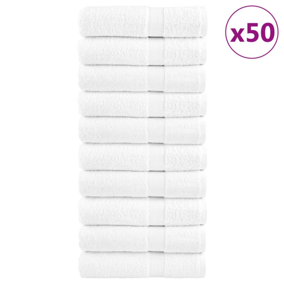 vidaXL Handdoeken SOLUND 50 st 600 g/m² 50x100 cm wiit afbeelding 1