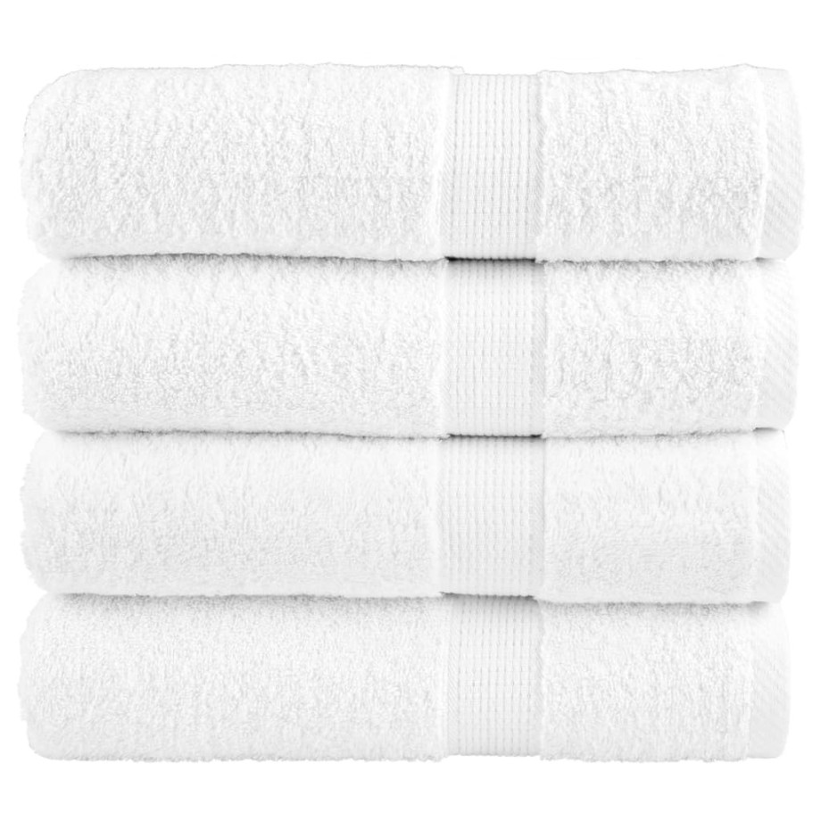 vidaXL Badhanddoeken SOLUND 4 st 600 g/m² 70x140 cm wit afbeelding 1