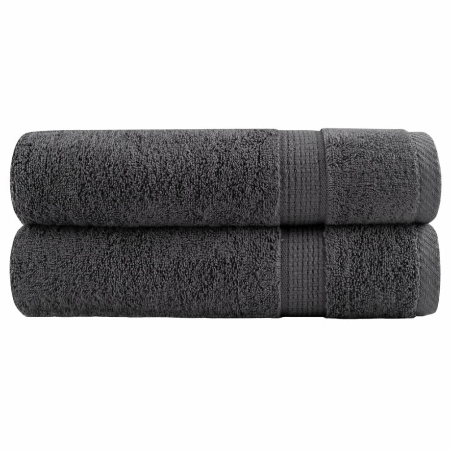 vidaXL Handdoeken SOLUND 2 st 600 g/m² 50x100 cm antracietkleurig afbeelding 1