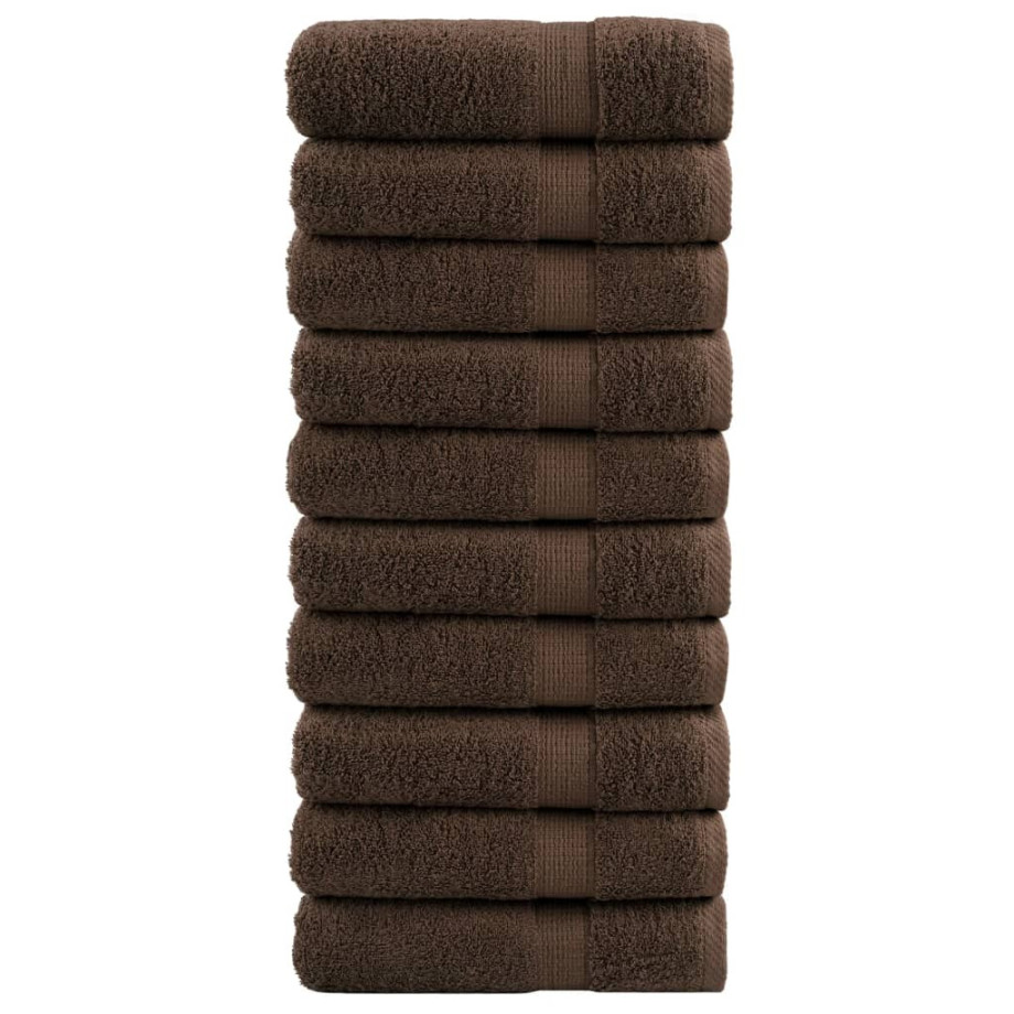 vidaXL Handdoeken SOLUND 10 st 600 g/m² 50x100 cm bruin afbeelding 1