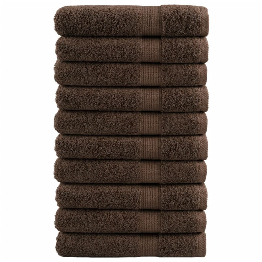 vidaXL Handdoeken SOLUND 10 st 600 g/m² 100x200 cm bruin afbeelding 1