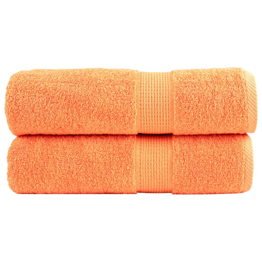 vidaXL Badhanddoeken SOLUND 2 st 600 g/m² 70x140 cm oranje afbeelding 1