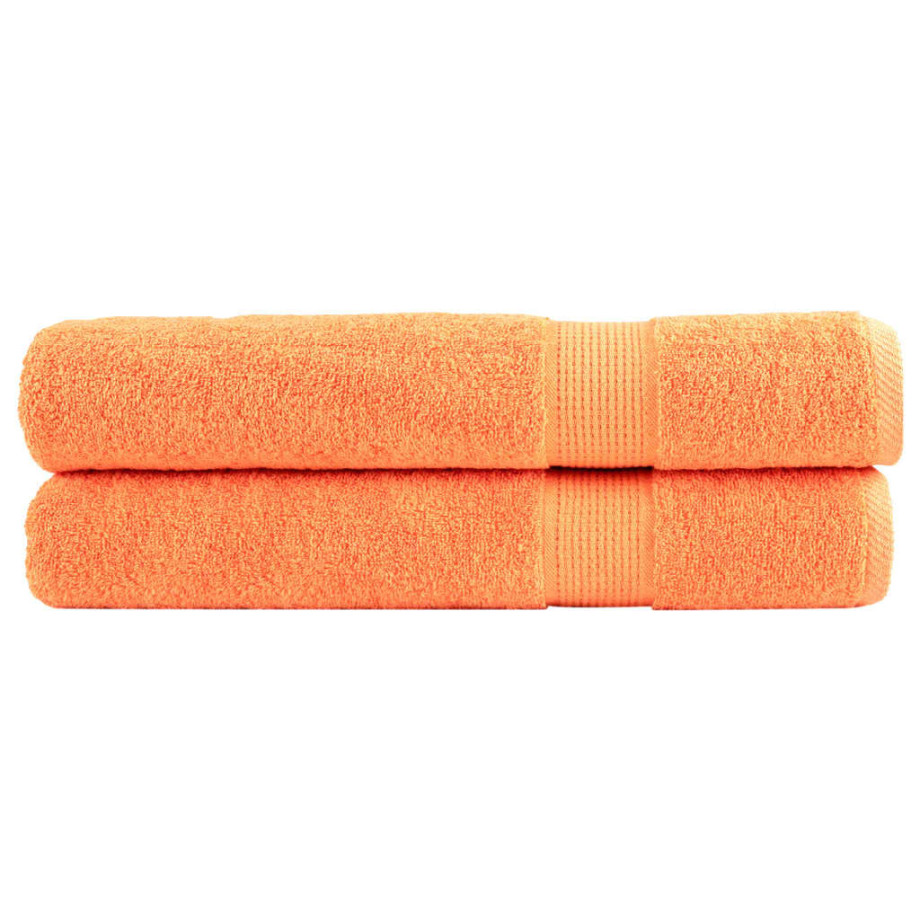 vidaXL Saunadoeken SOLUND 2 st 600 g/m² 80x200 cm oranje afbeelding 1