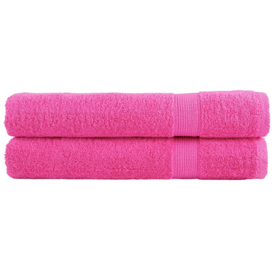 vidaXL Handdoeken SOLUND 2 st 600 g/m² 100x200 cm roze afbeelding 1