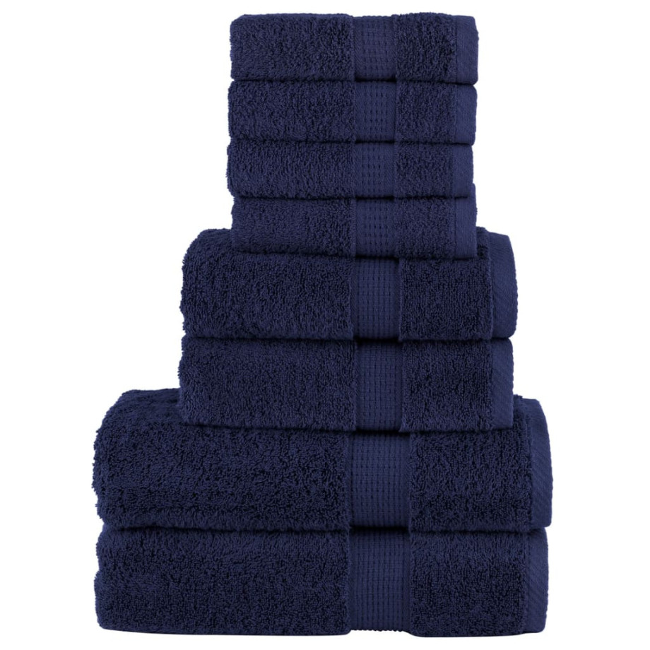 vidaXL 8-delige Handdoekenset SOLUND 600 g/m² marineblauw afbeelding 1