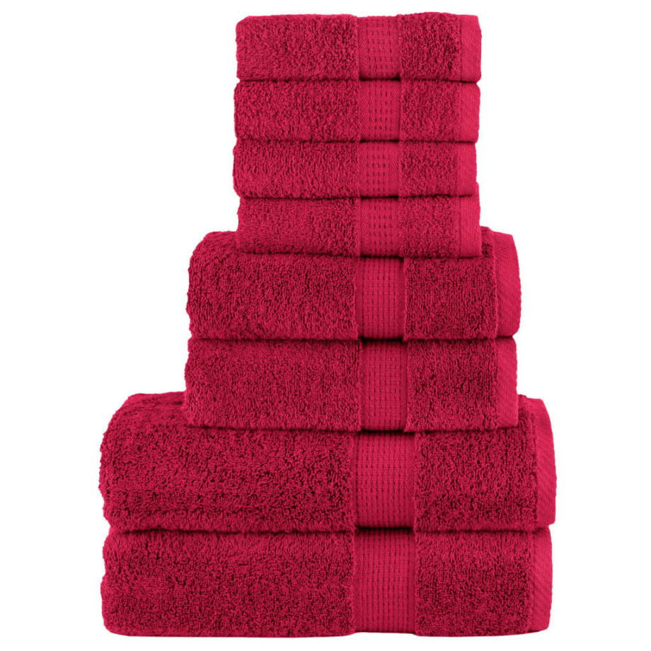 vidaXL 8-delige Handdoekenset SOLUND 600 g/m² rood afbeelding 1