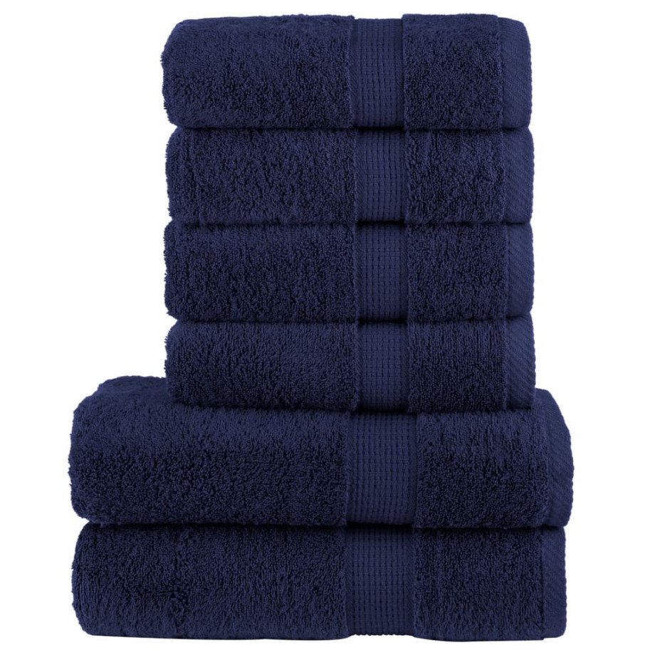 vidaXL 6-delige Handdoekenset SOLUND 600 g/m² marineblauw afbeelding 1