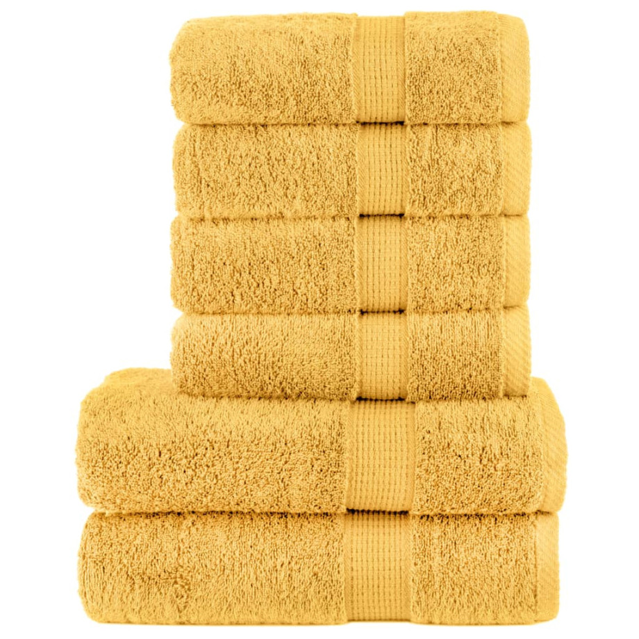 vidaXL 6-delige Handdoekenset SOLUND 600 g/m² goudkleurig afbeelding 1