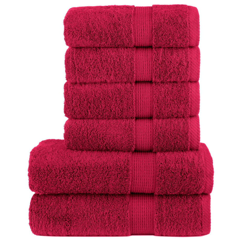 vidaXL 6-delige Handdoekenset SOLUND 600 g/m² rood afbeelding 1