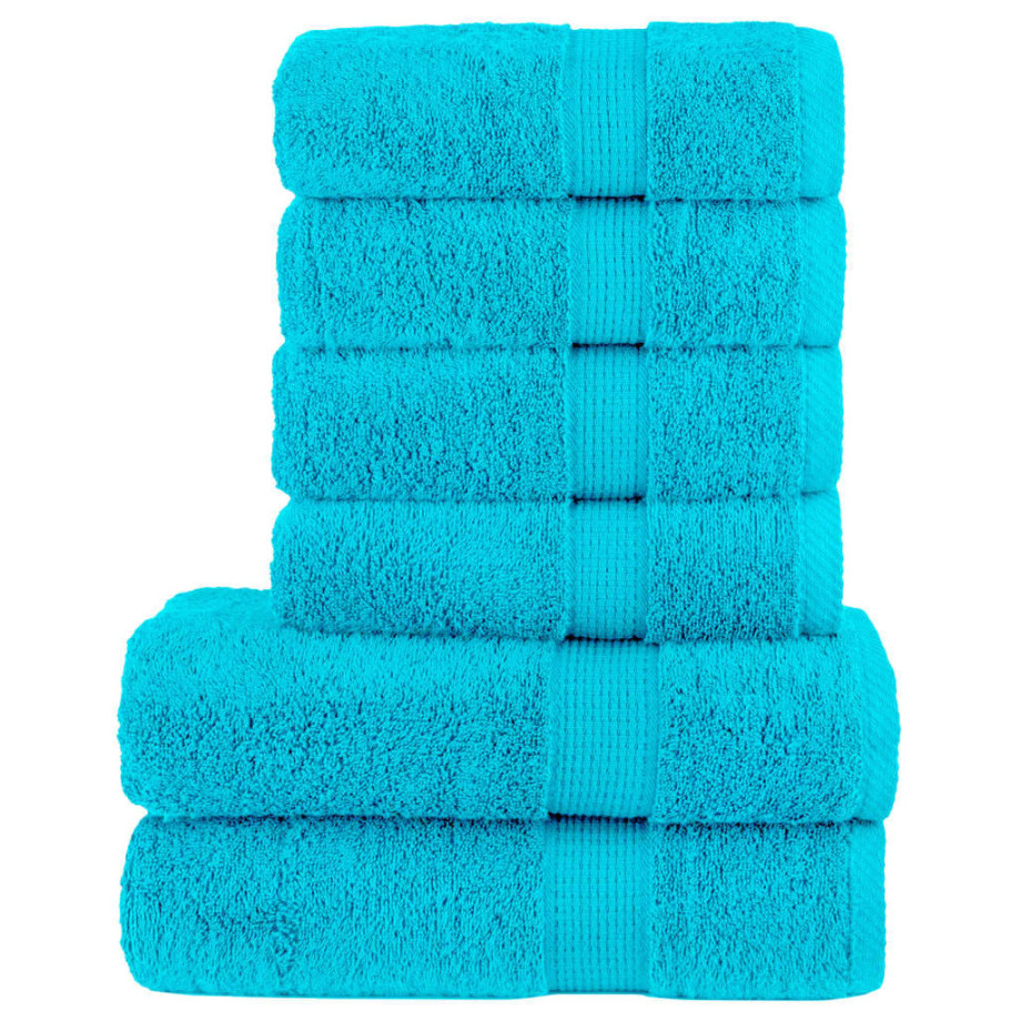 vidaXL 6-delige Handdoekenset SOLUND 600 g/m² turquoise afbeelding 1
