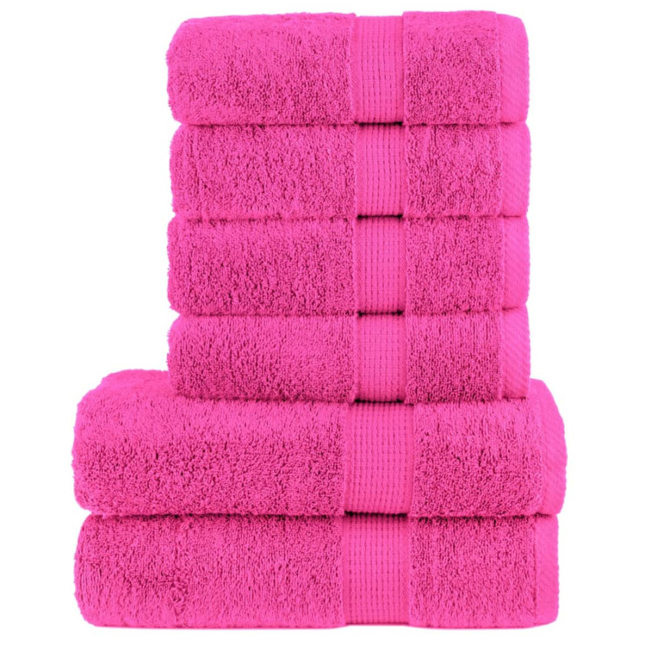 vidaXL 6-delige Handdoekenset SOLUND 600 g/m² roze afbeelding 1