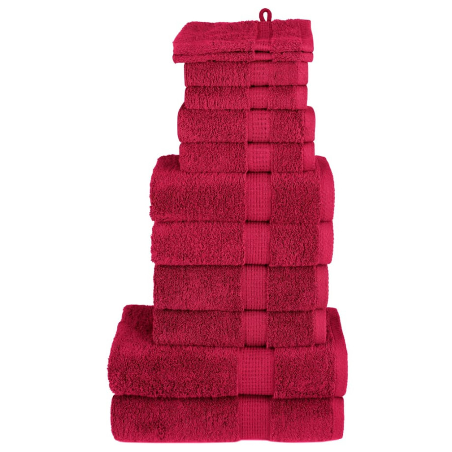 vidaXL 12-delige Handdoekenset SOLUND 600 g/m² rood afbeelding 1