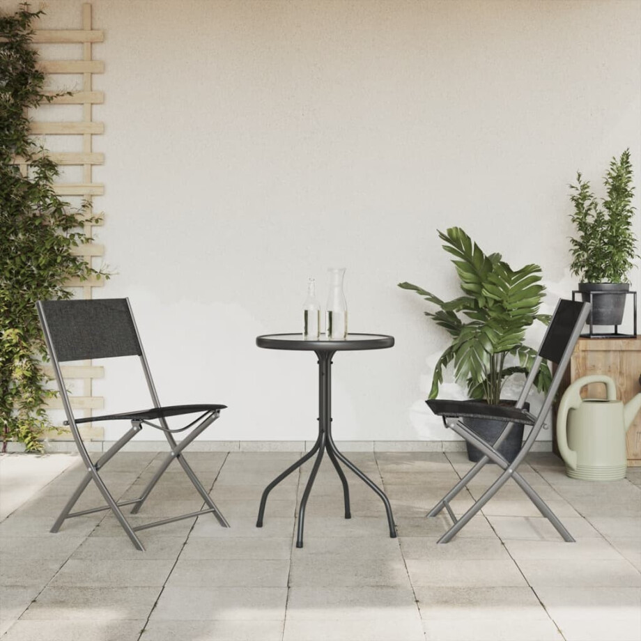 vidaXL 3-delige Tuinset staal zwart afbeelding 1