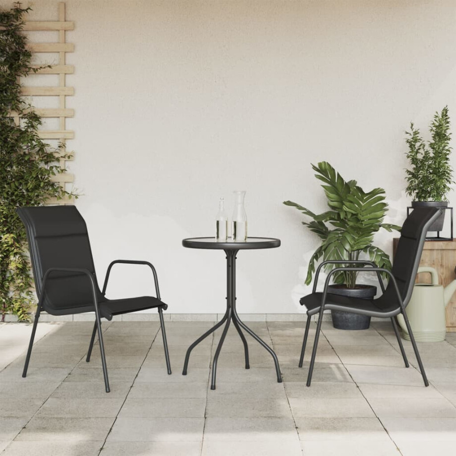 vidaXL 3-delige Tuinset staal zwart afbeelding 1