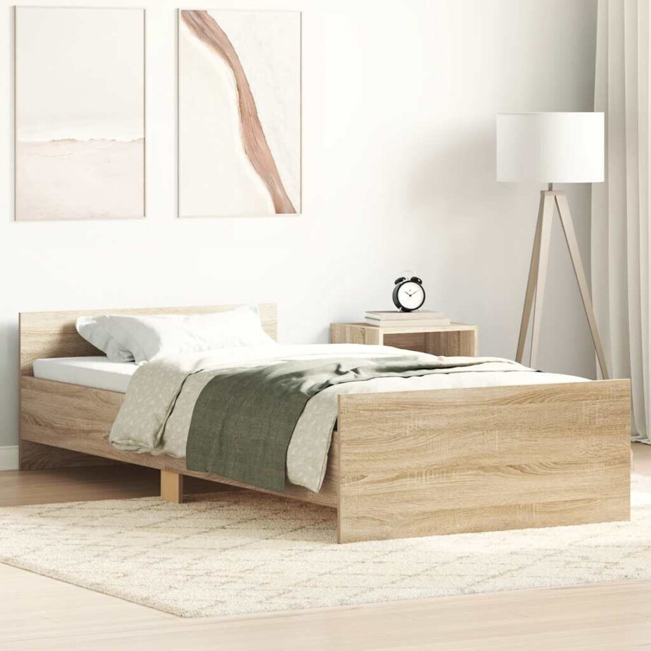 vidaXL Bedframe zonder matras hout sonoma eikenkleurig 100x200 cm afbeelding 1