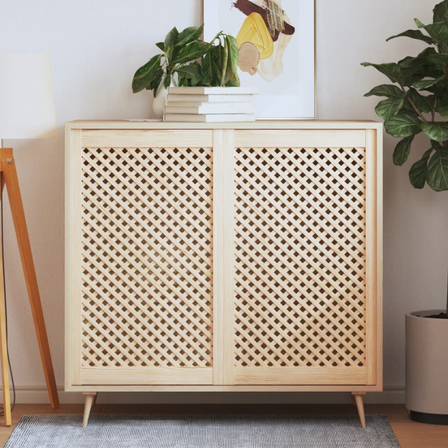 vidaXL Kastdeuren met latwerk 2 st 59,5x99 cm massief grenenhout afbeelding 1