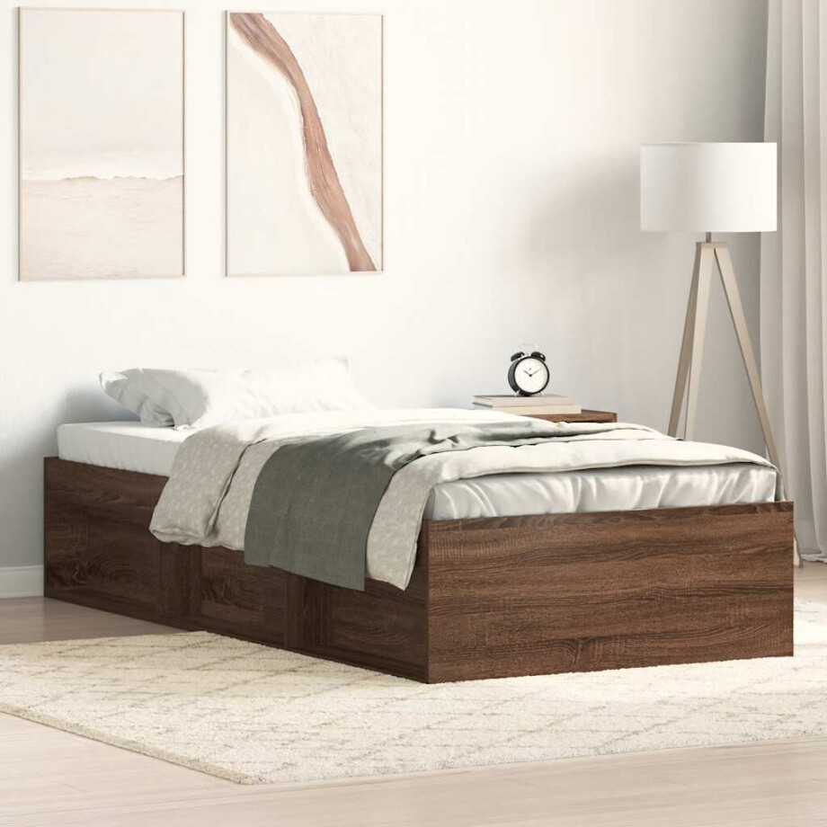 vidaXL Bedframe bruin eikenkleur 90x190 cm afbeelding 1