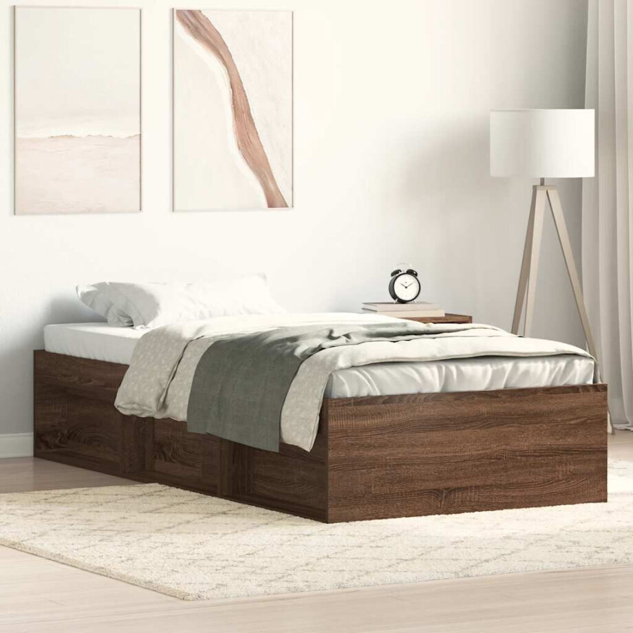 vidaXL Bedframe bruin eikenkleur 75x190 cm afbeelding 1