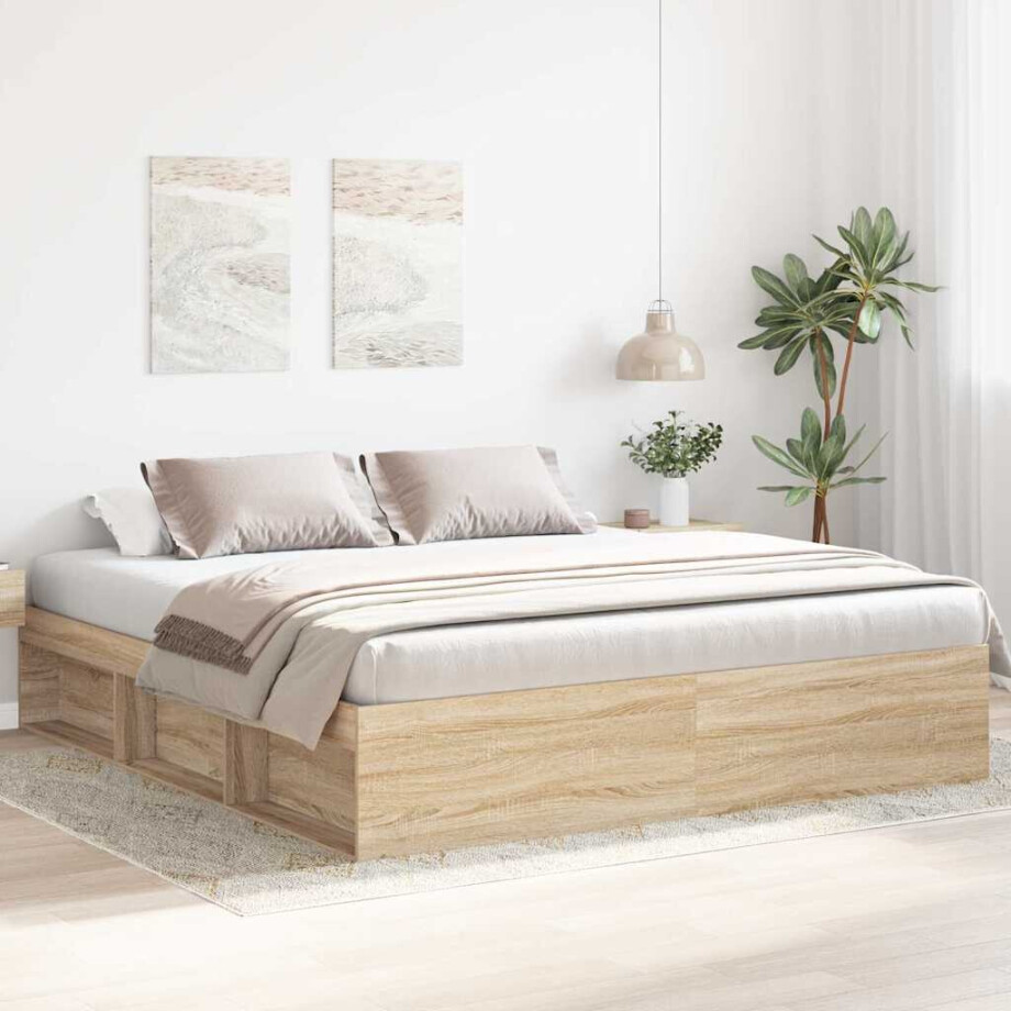 vidaXL Bedframe sonoma eikenkleurig 180x200 cm Super King Size afbeelding 1
