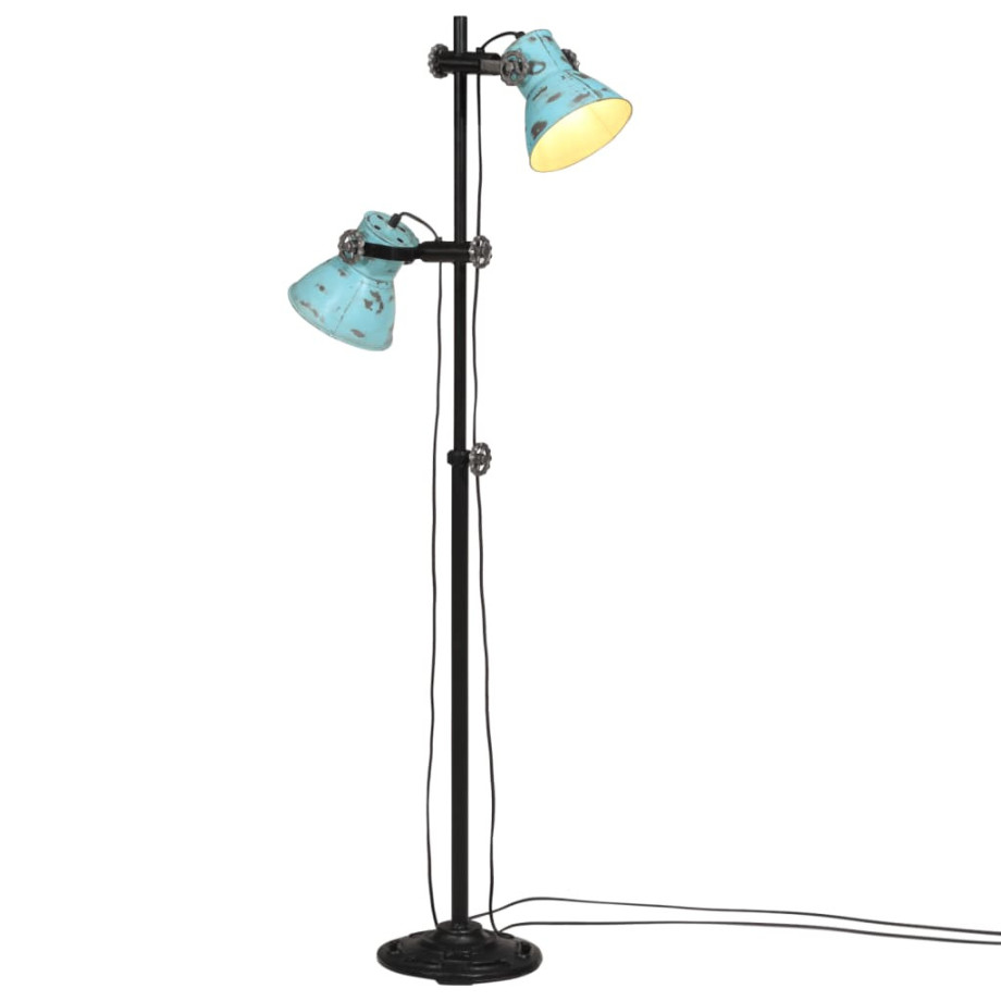 vidaXL Vloerlamp 25 W E27 25x25x90/140 cm verweerd blauw afbeelding 1