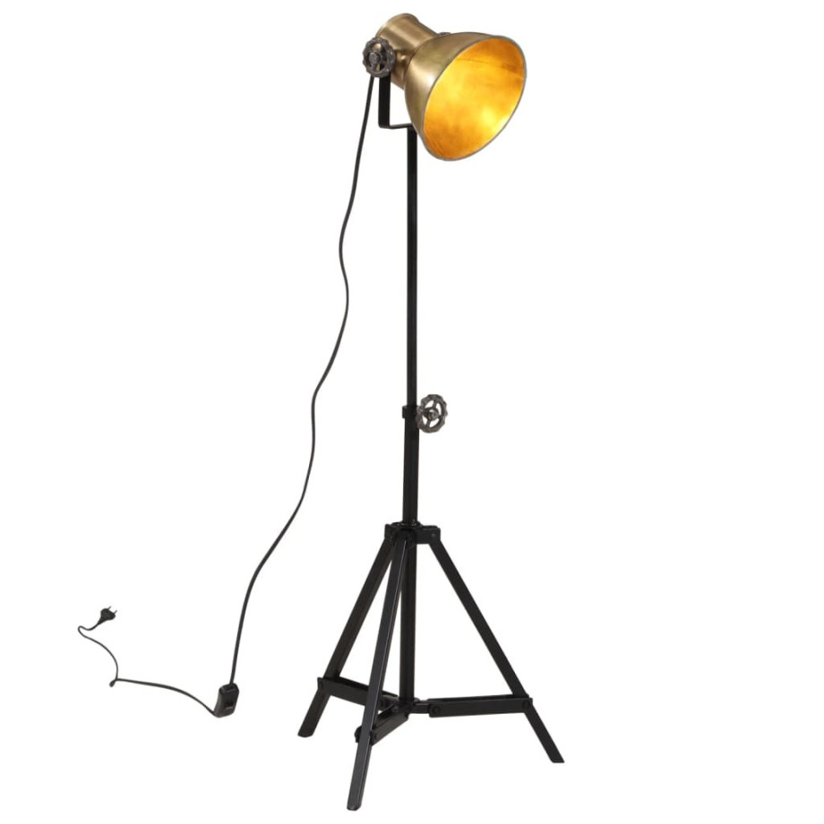 vidaXL Vloerlamp 25 W E27 35x35x65/95 cm antiek messingkleurig afbeelding 1