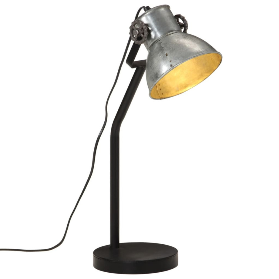 vidaXL Bureaulamp 25 W E27 17x17x60 cm vintage zilverkleurig afbeelding 1